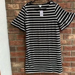 Jcrew peplum sleeved striped smock dress NWT